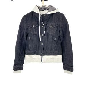 Speed and Strength Fast Times Black Denim Hooded Jacket Women's Size M